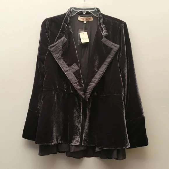 Free People Faye Velvet Jacket Women's Size Extra Small Ebony Military - Picture 4 of 16